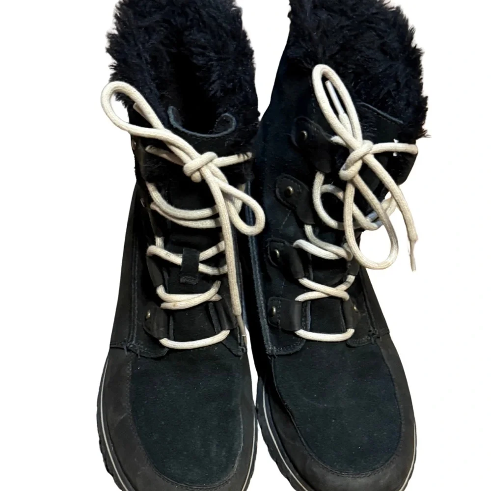 Sorel Joan Explorer Boots Womens 10 Black‎ Faux Fur Winter Cozycore